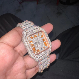 Montre Hip Hop Ice de luxe pour hommes Bling Diamond Silver White Square Bracelet en acier inoxydable pour mouvement à Quartz suisse Style Antique - Product Image 1