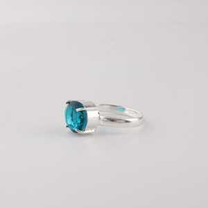 Bague en apatite, taille ovale, certifiée IGI, faite à la main, argent sterling 925, haute qualité, style brutaliste élégant, bijoux pour femmes - Product Image 3