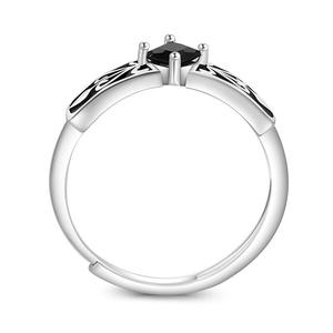 Bague ajustable pour homme Jeulia Cool Black Knight en argent sterling avec diamant taille princesse - Product Image 3