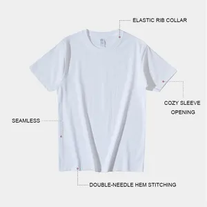 GOTS Kaus Putih 300GSM Kaus Berat Kebesaran untuk Pria Katun 100% Katun Printer DTG Bordir Kustom