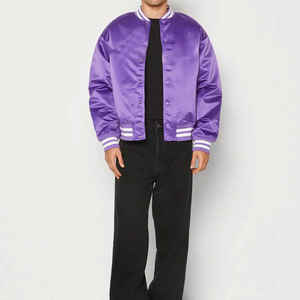 Blouson bombardier d'hiver unisexe personnalisé en gros col montant en satin à capuche imperméable respirant coupe-vent tissu en toile Service OEM - Product Image 3