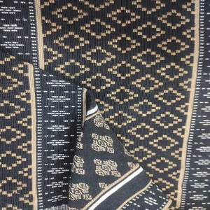 Bolso de mano Jacquard informal de moda para estudiantes, bolso de compras plegable reutilizable tejido de algodón Beige azul, tela teñida de hilo - Product Image 6