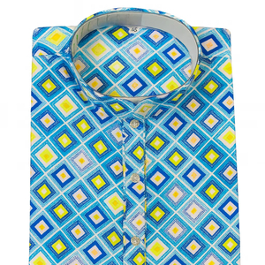 Camisa Kurta con estampado geométrico azul para hombre, ropa étnica india tradicional para ocasiones festivas e informales, tela Premium suave 2025 - Product Image 1
