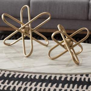 Escultura de metal decorativa de mesa moderna con curvas artísticas y pulido Premium, ideal para escritorios y estudios de oficina de lujo - Product Image 5