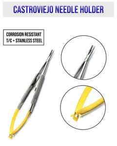 3 Castroviejo 7 " ( 18cm ) Micro cirugía Sature fórceps/Tijeras/portaagujas curvo/TC fórceps, con 2 años de garantía - Product Image 3