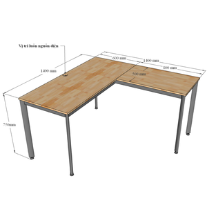 HBOV040 L-Shaped 140x140cm Plywood Wood Computer <b>Table</b> with Oval Iron <b>Legs</b> <b>Foldable</b> Design for Home or Hotel Office Use - Product Image 6