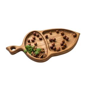 Bandeja de madera natural para servir aperitivos, bebidas o café, organizador de estilo rústico granja para cocina y hogar - Product Image 1