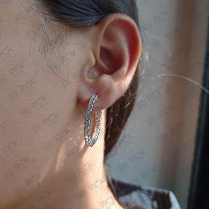 ห่วงเพชรมอยส์ซอไนต์ทรงกลมตัดขนาดใหญ่925เดี่ยวขนาดใหญ่ต่างหูเงินสเตอร์ลิงชุดปาร์ตี้ของขวัญวันเกิดสำหรับผู้หญิง - Product Image 3