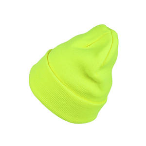 Chapeau d'hiver en tricot unisexe de haute qualité, luxueux, à revers épais, doublé d'acrylique, broderie 3D personnalisée - Product Image 4