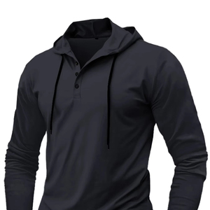 Sweat à capuche Slim Fit pour hommes, sports de plein air, sweat-shirt décontracté à manches longues, respirant, avec capuche à cordon de serrage et design de t-shirt - Product Image 4