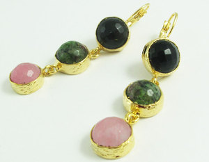 Pendientes de piedras preciosas de árbol moderno dorado de nueva moda joyería geométrica hecha a mano - Product Image 1