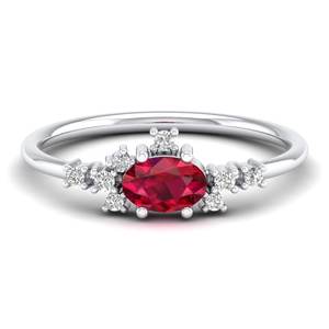 Anillos de Compromiso de Plata de Ley 925 con Rubí Ovalado de 0.5 Quilates y Moissanita, Joyería Fina para Mujer, Precio al por Mayor REYES - Product Image 5