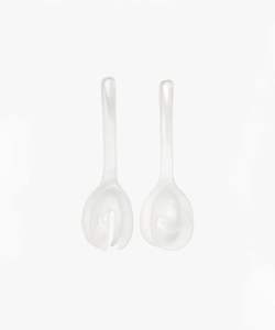 CUILLÈRE Blanc Tourbillon Résine Bol Salade Serveur Ensemble Grande Salade Cuillère et Fourchette Vaisselle Ensemble Vaisselle - Product Image 2