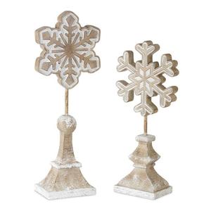Adorno de madera de copo de nieve encalado para decoración del hogar para sala de estar o dormitorio artesanía de Navidad para adornos - Product Image 1