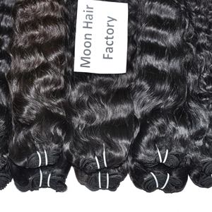 Machine double weft Cuticle aligned Indian raw <b>hair</b> bundles <b>Curly</b> wholesale natural Look color black women deep human extensions - Product Image 5