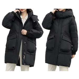 Women Long Puffer Jacket with Hood <b>Winter</b> Warm <b>Thick</b> Breathable Nylon Woven for Autumn and <b>Winter</b> Season Parka <b>Coat</b> - Product Image 6