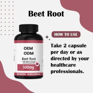 อาหารเสริมสมุนไพรบีทรูทบริสุทธิ์ 500 มก. 90 แคปซูล บำรุงสุขภาพตามธรรมชาติ รับผลิตแบบ OEM ODM แบรนด์ส่วนตัว สารต้านอนุมูลอิสระ เพิ่มพลังงาน ดีท็อกซ์หัวใจ - Product Image 2