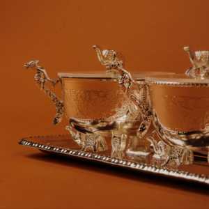 Handmade German Silver Plated Peacock <b>Elephant</b> Bowl Luxury Oriental Decoration Polished and Handmade Wedding Gift Set of 3 - Product Image 3