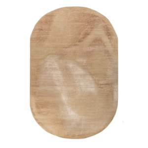 Kavi's Beige <b>Brown</b> Hand Knotted <b>Wool</b> Bamboo Silk Rug Esk-1563 Hidden Patterns for Home Hallway Rectangle Puzzle Abstract Styles - Product Image 1