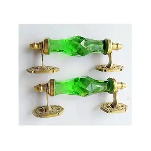 Indian Handcrafted New Design Green Colour Brass Door Handle Available at Affordable Price from Indian Supplier