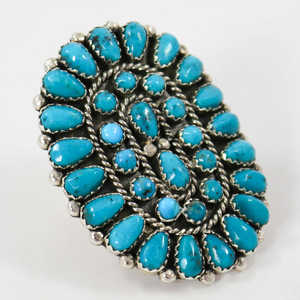 ชุดแหวนเงินสเตอร์ลิงพร้อมกลุ่มเทอร์ควอยซ์คิงแมนที่เสถียรจากรัฐแอริโซนา - Product Image 4