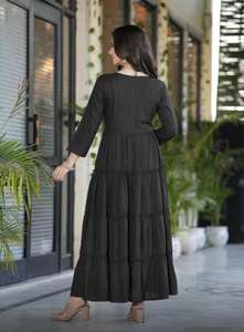 Printed Flared Gown for Women Flared Rayon Gown with Prints Stylish Flared Ethnic Gown for Womens - Product Image 2