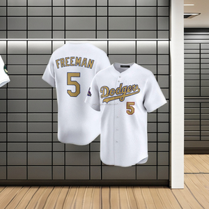 เสื้อเบสบอลรุ่นใหม่ปี 2026 แบบเย็บด้วยด้ายสีทอง ระบายอากาศได้ดี ตัวอักษรพิมพ์ลาย  ไซส์ใหญ่พิเศษ  แบบยูนิเซ็กซ์ ชุดเบสบอลลอสแอนเจลิส - Product Image 1