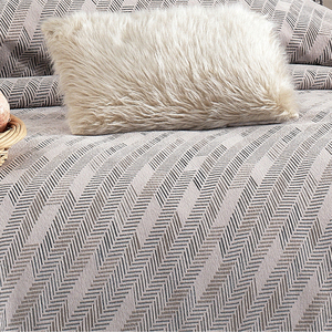 Guzide Julia Mink 4-Piece Customized Luxury <b>Bedspread</b> <b>Set</b> 100% Chenille Organic Woven Striped Washable Anti-Dust Mite - Product Image 4