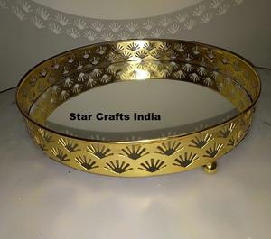 Qualité supérieure Luxe Métal Bonbons Dessert Fruits Nourriture Arabe Or Plateau Turc Plateau De Service Or Décor Plateaux pour Maisons - Product Image 5