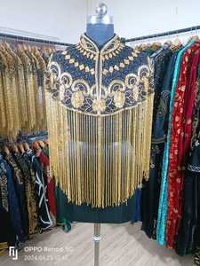 ผ้าคลุมเบอร์เลสก์ปักเลื่อมประดับด้วยลูกปัดและไข่มุกที่สวยงามสง่างามเสื้อคลุมคอแต่งทรงตรงยาวถึงพื้น - Product Image 5