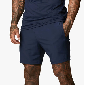 กางเกงขาสั้นออกกำลังกายสำหรับผู้ชายกางเกงขาสั้นผ้าทอสีกรมท่าสำหรับผู้ชายมีซับในตาข่ายชุดออกกำลังกายในยิมเอวยางยืดขายส่ง - Product Image 1