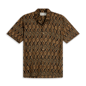 Camiseta AZURAK de Manga Corta con Estampado Ajrakh, Teñida con Hierbas, de Algodón Orgánico de Comercio Justo, Ecológica, Corte Holgado, 220g, Tejida - Product Image 1