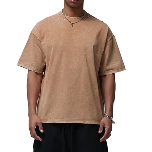 Custom Acid Wash Embroidery Professional 100% Cotton Heavyweight Oversized Men's Knitted Quick Dry <b>T</b>-Shirts Manufacturer - Product Image 1