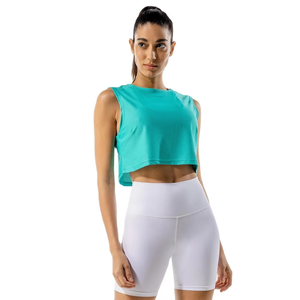Camiseta sin mangas para mujer, ropa de gimnasio para mujer, Camiseta corta deportiva de Yoga de alta calidad, Fitness XXL, logotipo XXS de Spandex personalizado OEM - Product Image 1