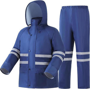 Veste de sécurité coupe-vent légère imperméable à capuche décontractée unie réversible respirante coupe-vent avec pantalon - Product Image 1