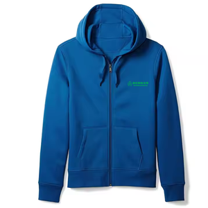 Sweat à capuche unisexe personnalisé OEM bleu avec fermeture éclair, en coton molletonné épais, séchage rapide, respirant, pour l'hiver, streetwear, avec logo - Product Image 5