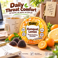 KisKis Gommes Apaisantes pour la Gorge au Kumquat et Citron, Soin Herbal Chinois pour la Gorge, Gommes Dures avec Jus de Fruits Naturels