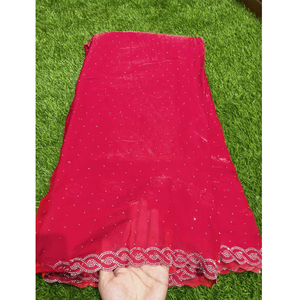 Tela de seda Premium de dos tonos para saris, dupattas y vestidos | Bordado de borde de diamantes | Cargo de envío adicional - Product Image 2