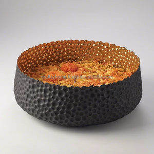 Bol rond en fer pour ustensiles de cuisine de table avec design américain martelé de couleur or pour servir le riz et la salade en mélangeant à la main - Product Image 2