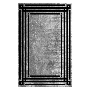 RUGS DEPOT LXDP-0709 Wholesale Charcoal Grey Contemporary Geometric Digital Printed Machine Washable Chenille Area Rug Non <b>Slip</b> - Product Image 1