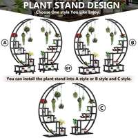 Support à fleurs élégant de style nordique à 6 niveaux en fer, en forme de demi-lune, étagère à plantes en forme d'échelle, décoration de luxe pour balcon et salon