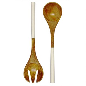 Nouvel ensemble d'accessoires pour salade en bois d'acacia, écologique, compatible lave-vaisselle, ustensiles de cuisine, fabriqué en Inde - Product Image 4