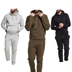 Comprar ropa deportiva personalizada Jogging Logo impresión 100% algodón Zip Casual hombres chándal gimnasio entrenamiento chándal conjuntos - Product Image 1