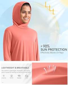 เสื้อมีฮู้ด UPF 50 + ดวงอาทิตย์ของผู้หญิง, เสื้อมีฮู้ด UV แขนยาวเสื้อแห้งเร็วตกปลาปีนเขา - Product Image 1