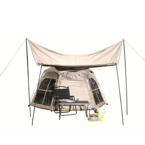 Tente de camping hexagonale automatique 2-en-1 avec protection solaire intégrée pour l'extérieur - Product Image 3