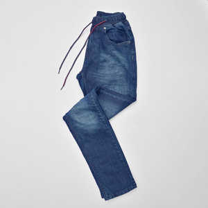 Jeans azules lisos de cintura alta, corte ajustado, diseño personalizado, 100% algodón, suaves y transpirables para hombre - Product Image 2