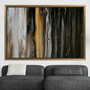 Modern Black, White & Gold Printed Canvas Wall Art,GOLD <b>FRAMED</b> CANVAS - Product Image 1