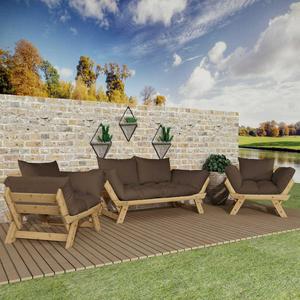 Adalar colore naturale-marrone, 2 + 1 + 1 Set da giardino CPT8620-211NK