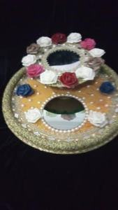 Placas decorativas Mehndi, placas de anillo Thaal disponibles, estilo de boda pakistaní, anillo de compromiso de flores personalizado 2025 OEM - Product Image 6