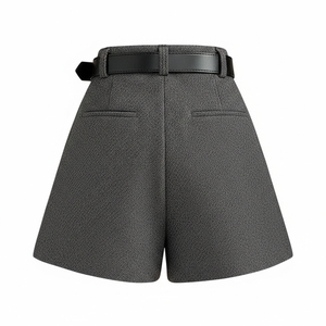 Shorts de Cintura Alta para Mujer, de Lino/Algodón, Transpirables, con Cintura Elástica, Volantes y Lazos, Corte en A, Pierna Ancha, Casuales de Invierno, Elegantes - Product Image 3